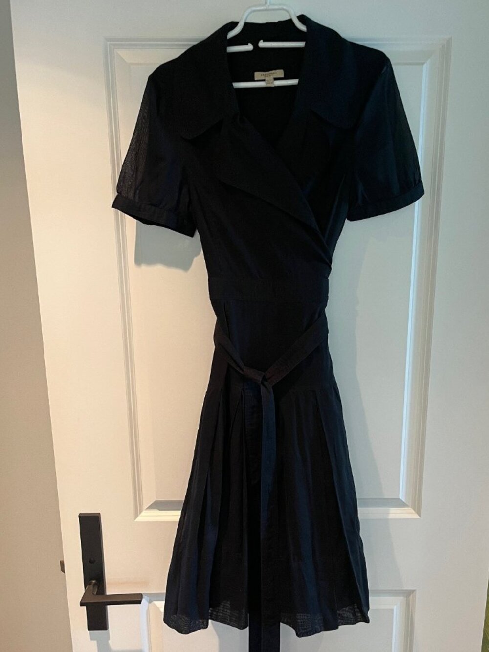 Black Burberry Pleated Wrap Dress - Picture 2 of 10